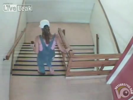 Click to play video Desperate chick takes a dump on the stairs