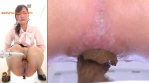Click to play video Asian girl doing a big poo in the toilet
