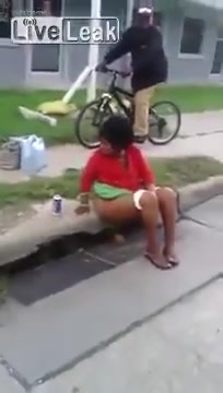 Click to play video Black lady caught pooping in the streets