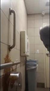 Click to play video Public bathroom diarrhea explosion