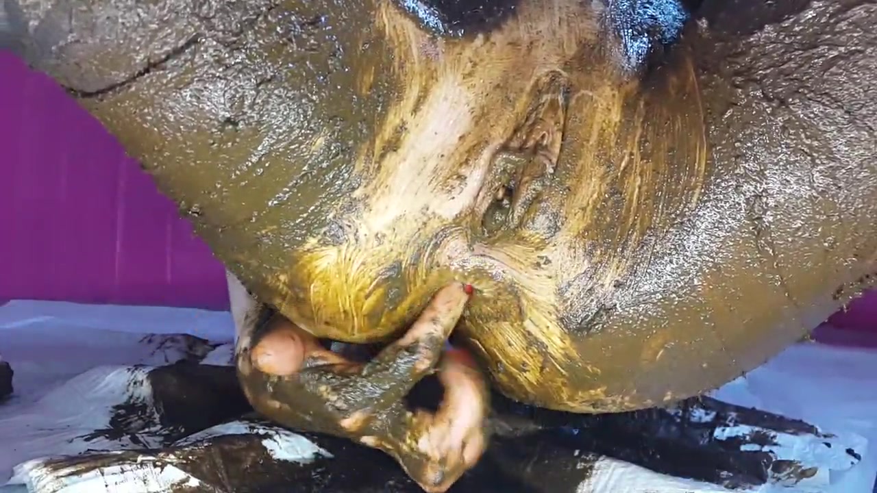 Click to play video Smearing saved shit and fresh shit and stuffing it in