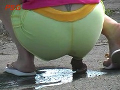 Click to play video Dany shits shorts on public sidewalk