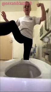 Click to play video Sexy girl poops in public toilet