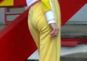 Click to play video Public yellow sweatpants