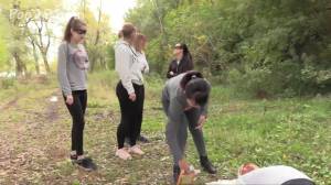 Click to play video Young girls caught a married man in the woods and pooped on him