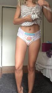 Desperate blonde shits her diaper and cleans up in front of date ...