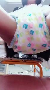 Click to play video Schoolgirl tries to hold back messing her diaper but fails